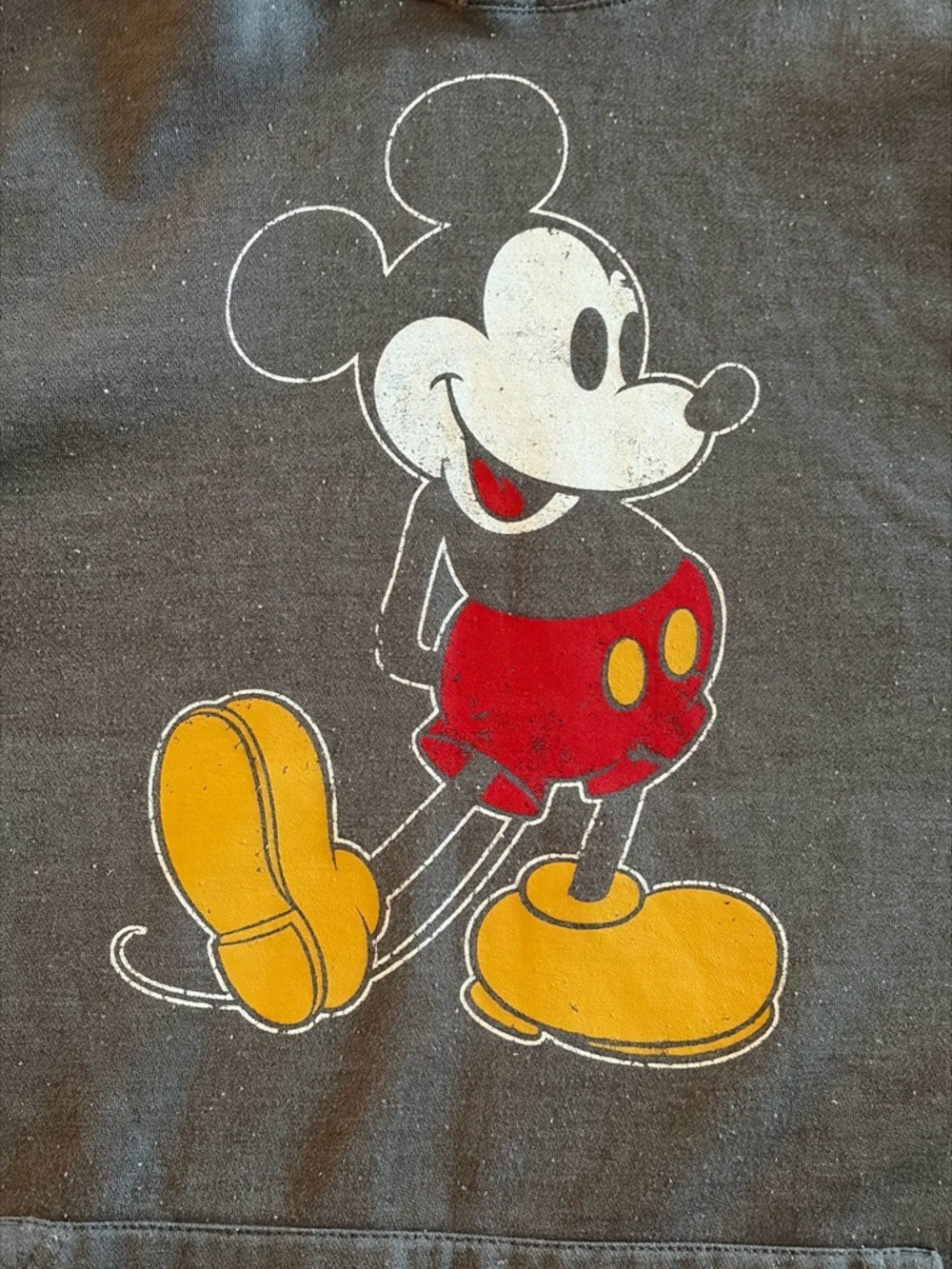 Disney Mickey Mouse Hoodie Gray Distressed Speckled Graphic Pullover Size L - Picture 5 of 5